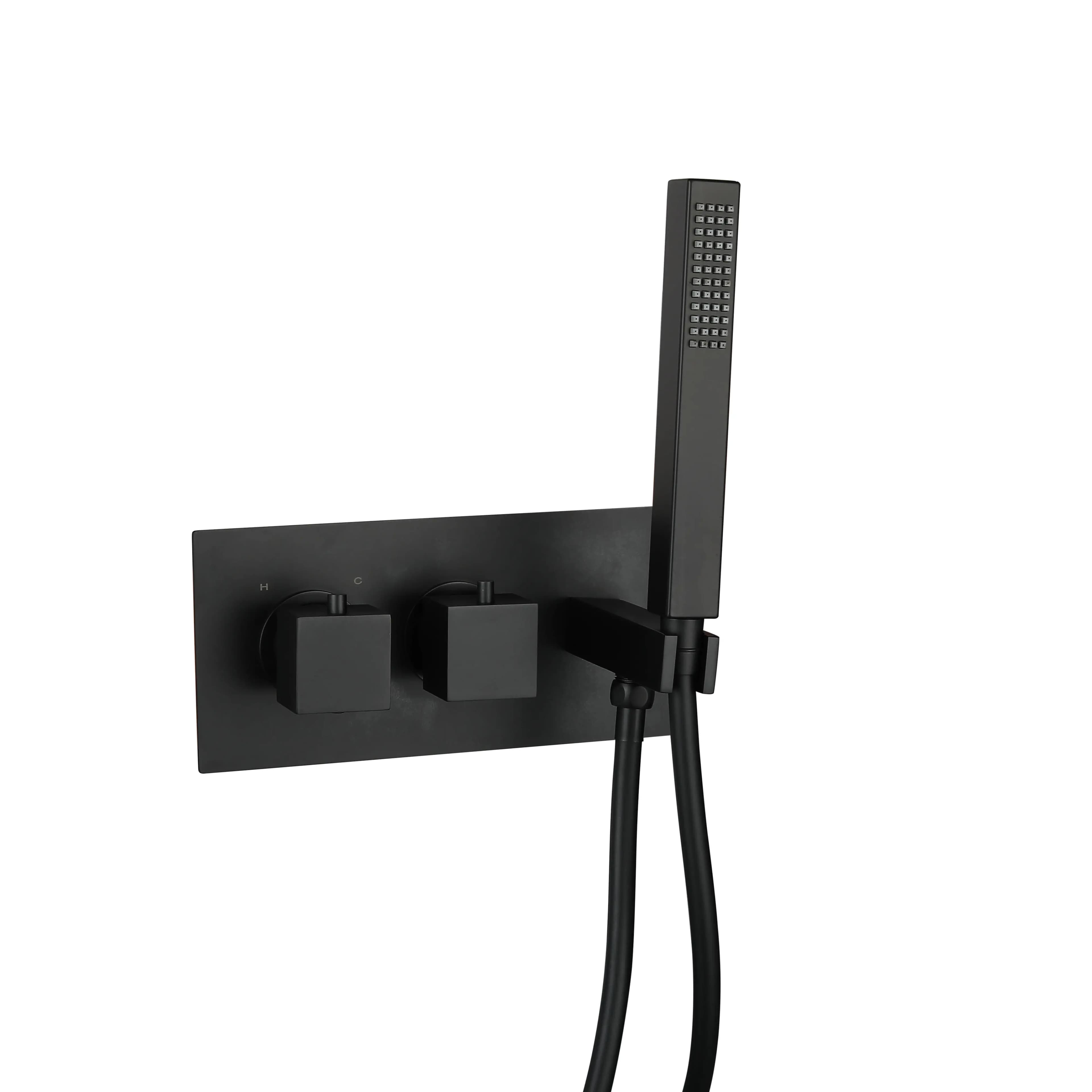 Messina 2 Outlet Thermostatic Concealed Shower Mixer With Kit Black Matt Image 0