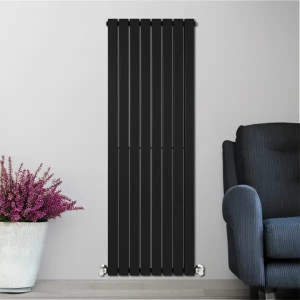 Black Venice Double Designer Vertical Column Radiator 1800mm x 456mm Image 0