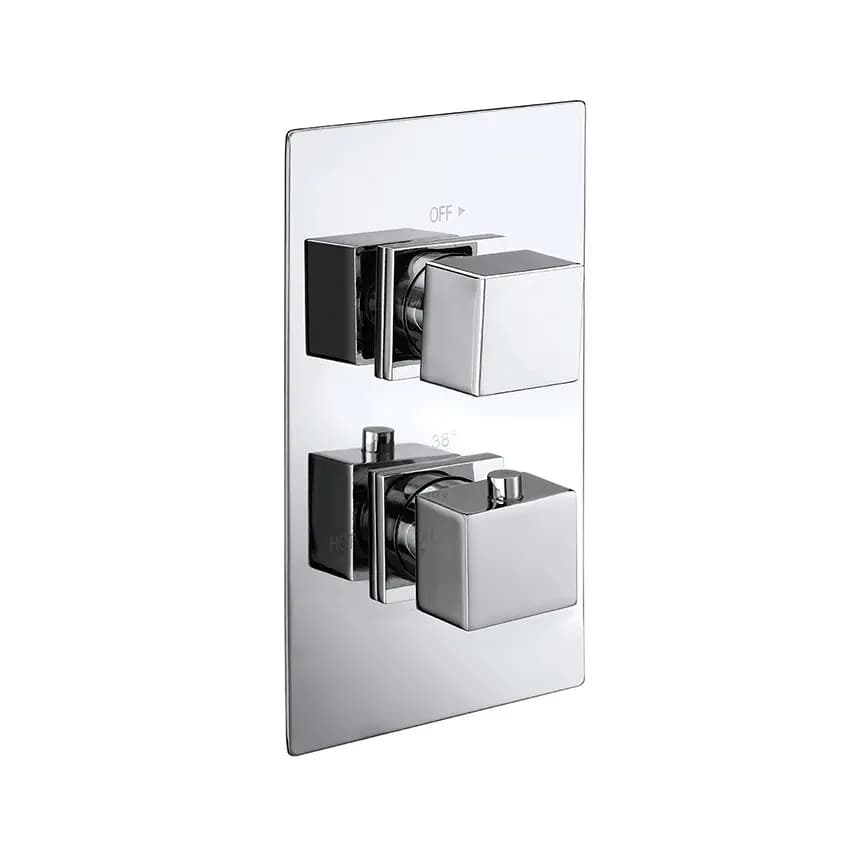 Messina Thermostatic Concealed Shower Mixer Two Outlet 2 Square Knobs Chrome Plated Image 0