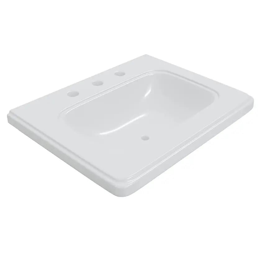 Artize VIC Counter Top White Basin With Three Tap Hole 600x460mm Image 0