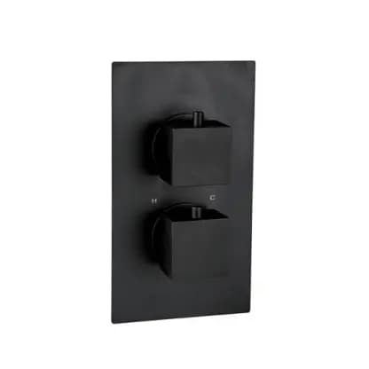 Messina Thermostatic Concealed Shower Mixer Two Outlet 2 Square Knobs Black Matt Image 0
