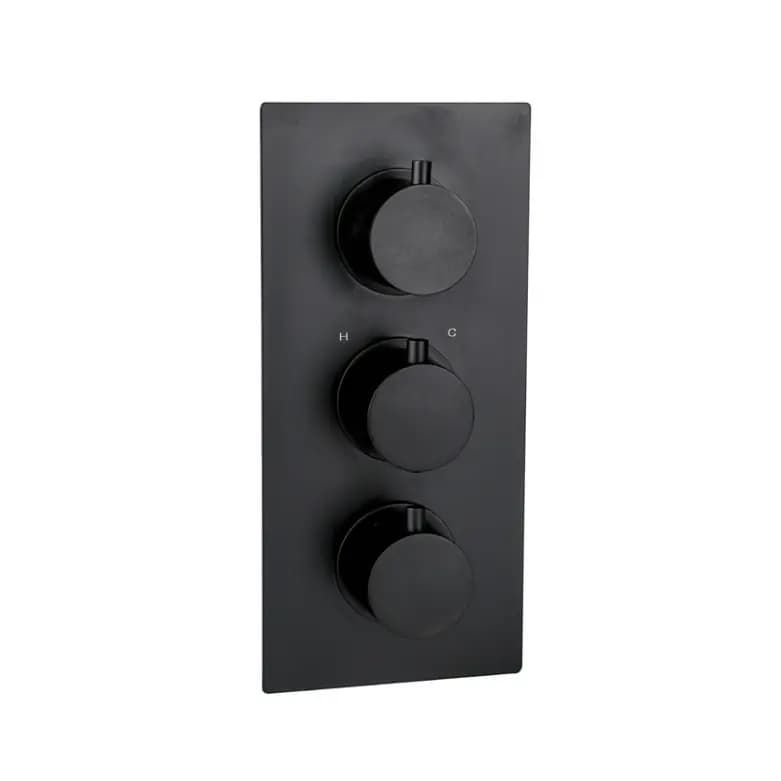 Treviso Thermostatic Concealed Shower Mixer Three Round Knobs Outlet Black Matt Image 0
