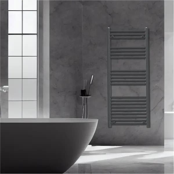 Anthracite Lyon Single Modern Vertical Towel Radiator 800mm x 400mm Image 0