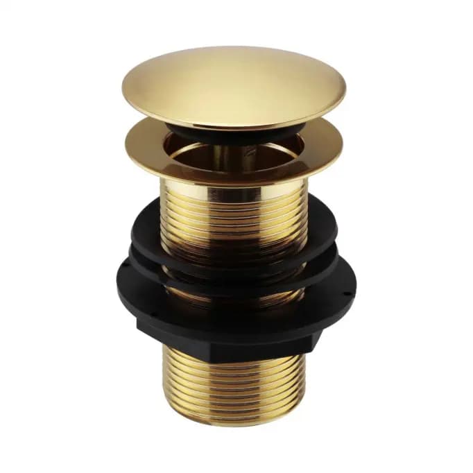 Unslotted Brushed Brass Clicker Basin Waste Image 0