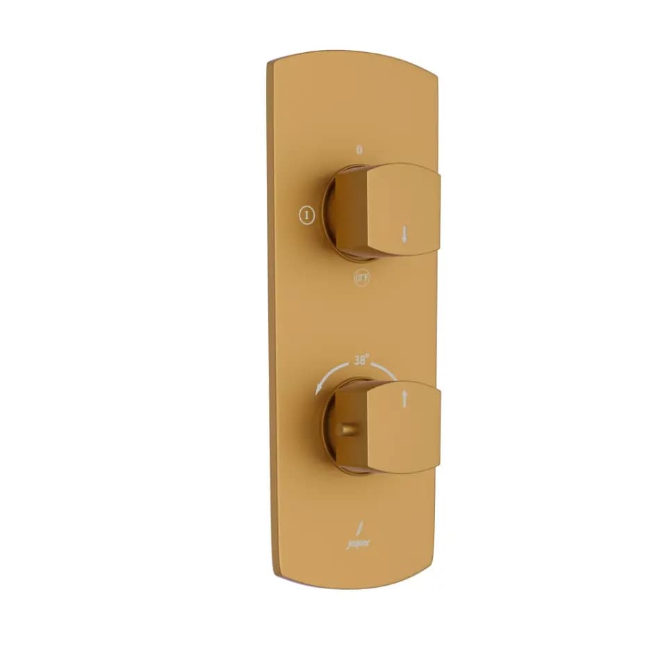 Jaquar Gold Matt PVD Kubix Aquamax 2 Outlet Thermostatic Shower Mixer Image 0