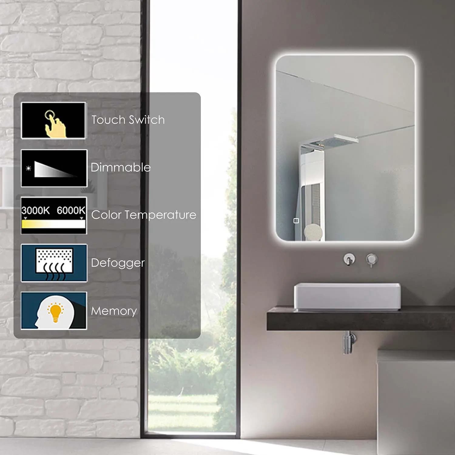 Intense Led rounded corner Mirror 800 Image 0