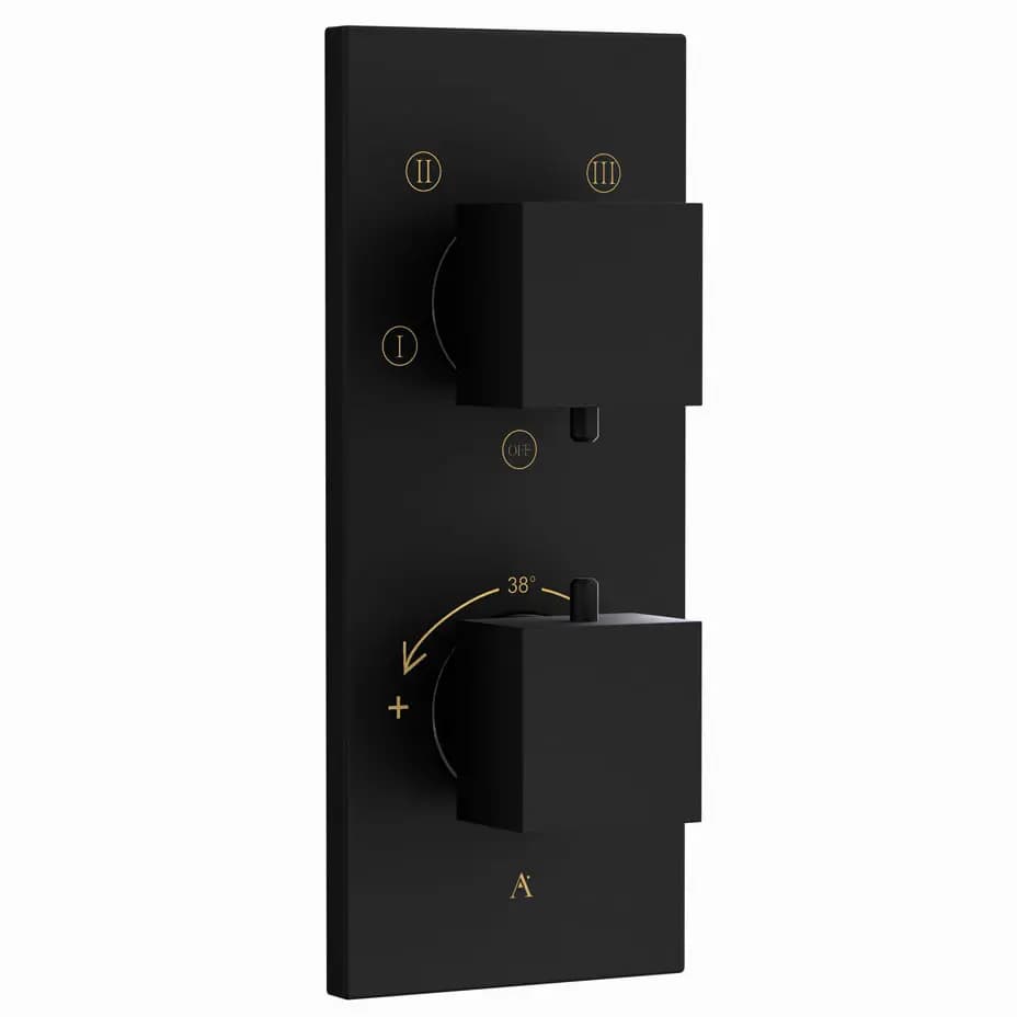 Artize Black Matt Thermatik-S in-wall thermostatic shower valve with 4-way outlets Image 0