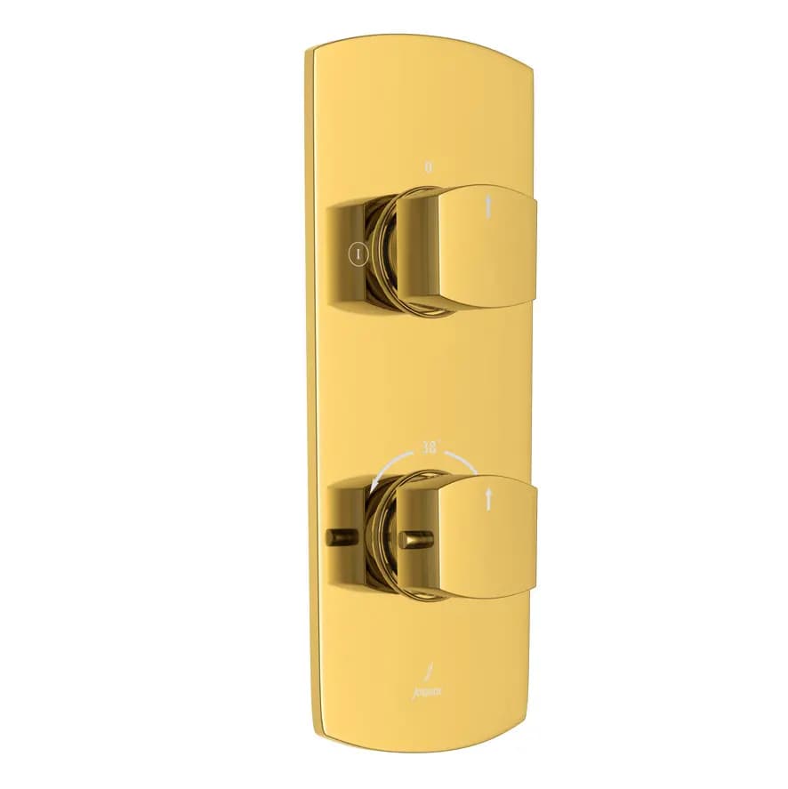 Jaquar Gold Bright PVD Kubix Aquamax 2 Outlet Thermostatic Shower Mixer Image 0