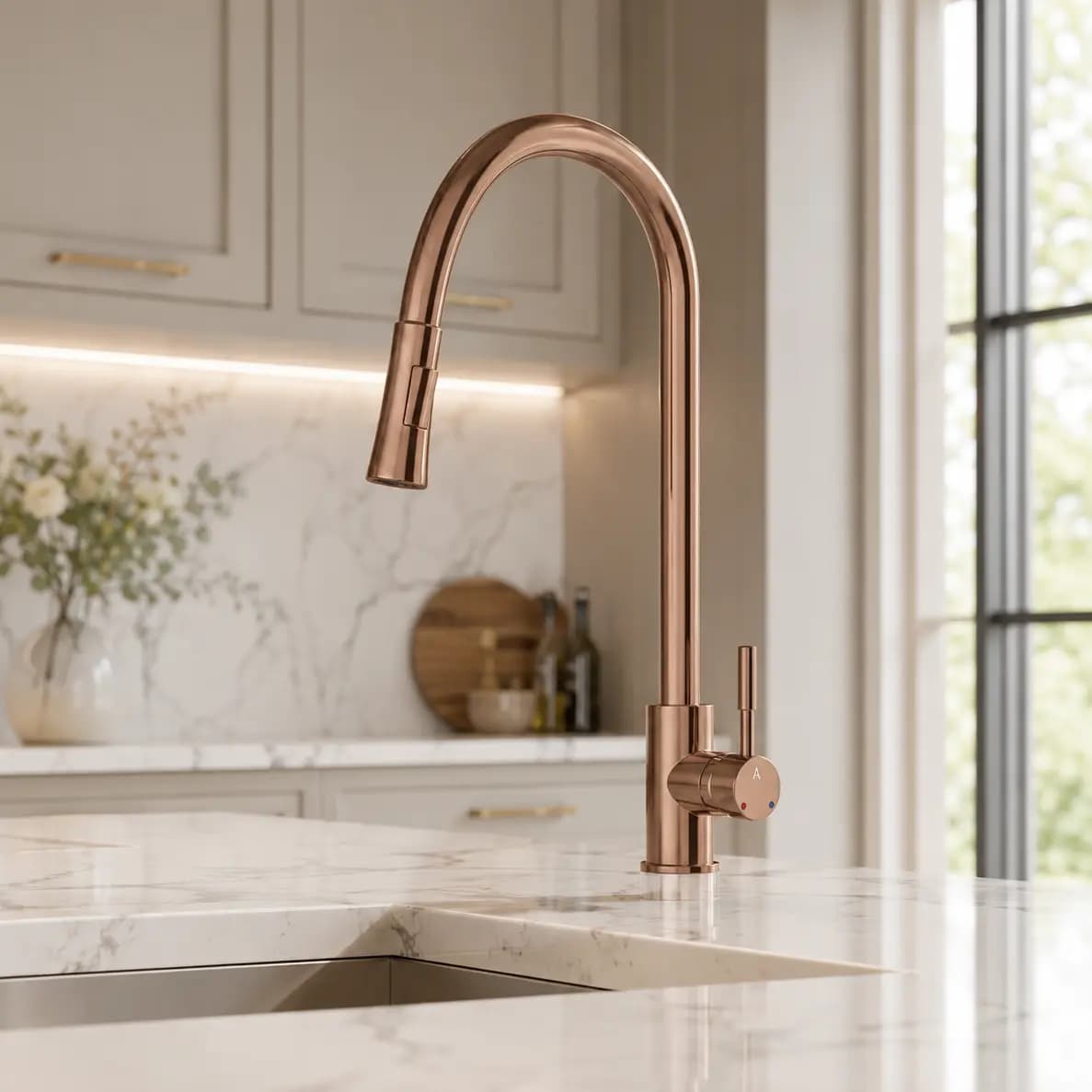 Artize FLO2 Blush Gold PVD Single Lever Pulldown Sink Mixer with spray Image 0