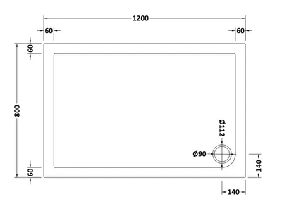 Technical drawing for Acrylic White Shower Tray (1200 x 800mm)