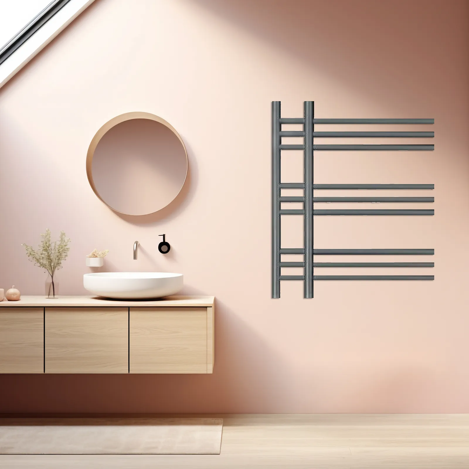 Anthracite Paris Single Designer Vertical Towel Radiator 1200mm x 500mm in Anthracite