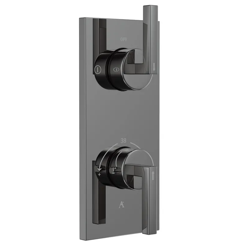 Artize Black Chrome Linea Thermostatic shower valve with 2-way outlets in Black Chrome