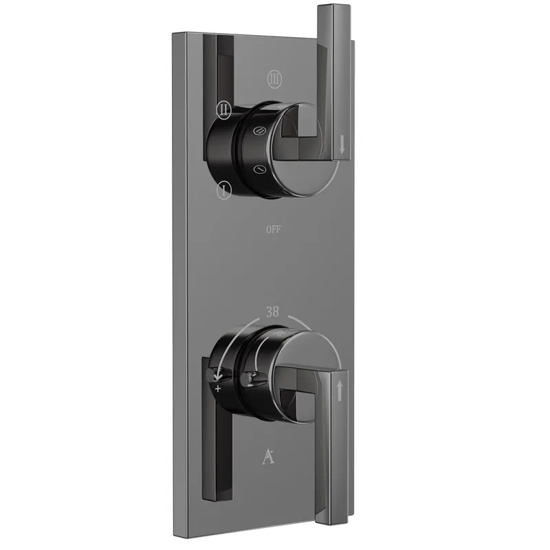 Artize Black Chrome Linea Thermostatic shower valve with 5-way outlets in Black Chrome