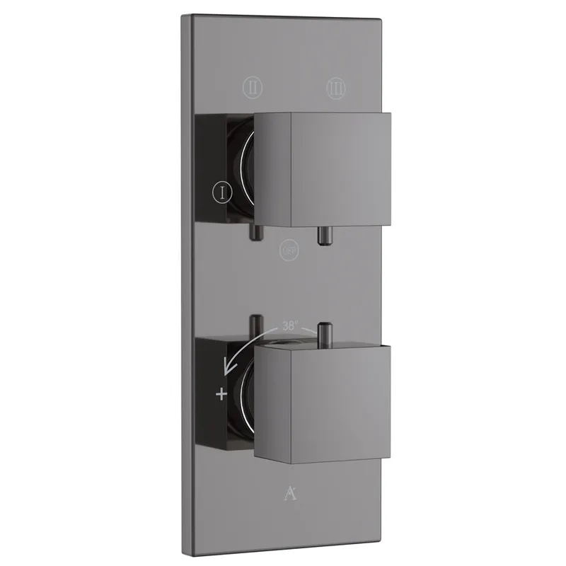 Artize Black Chrome Thermatik-S in-wall thermostatic shower valve with 4-way outlets in Black Chrome