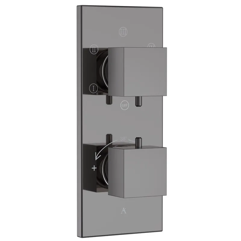 Artize Black Chrome Thermatik-S in-wall thermostatic shower valve with 5-way outlets in Black Chrome