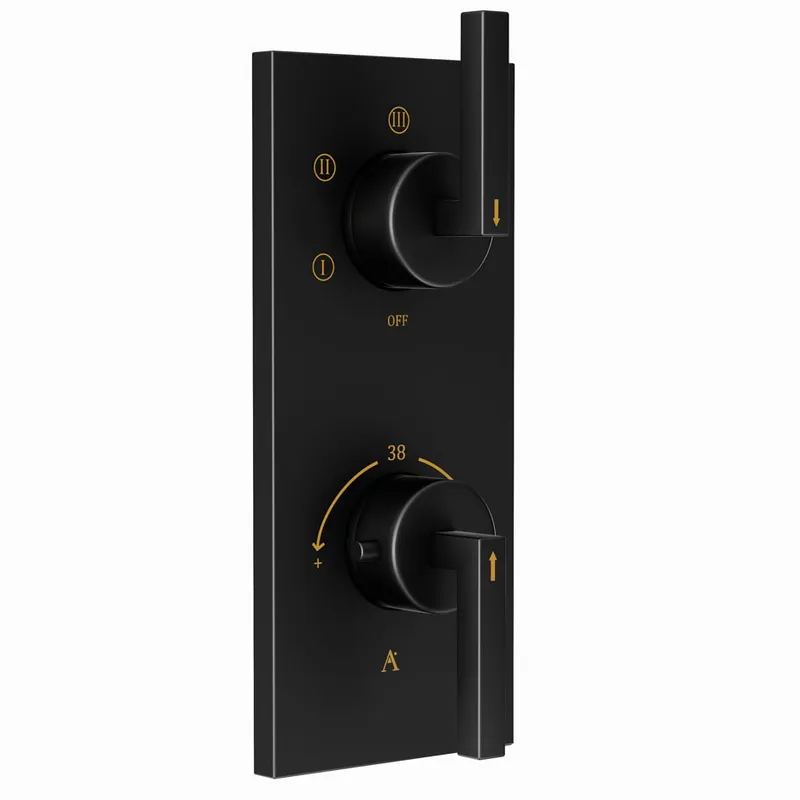 Artize Black Matt Linea Thermostatic shower valve with 5-way outlets in Black Matt