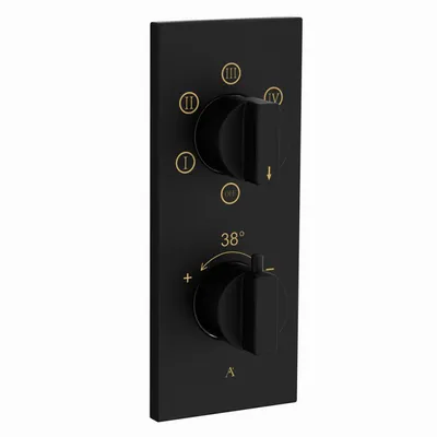 Artize Black Matt Thermatik-R Thermostatic shower valve with 5-way outlets in Black Matt