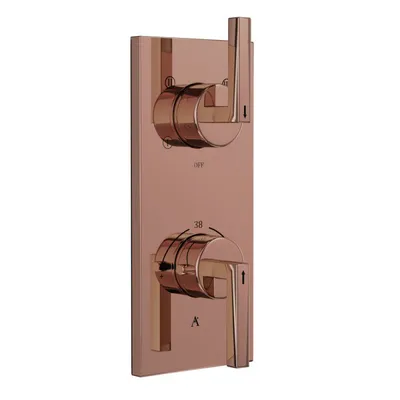 Artize Blush Gold PVD Linea Thermostatic shower valve with 4-way outlets in Blush Gold
