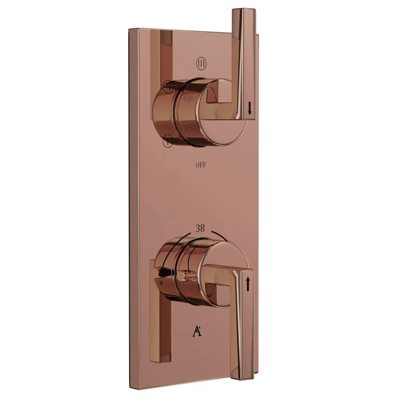 Artize Blush Gold PVD Linea Thermostatic shower valve with 5-way outlets in Blush Gold