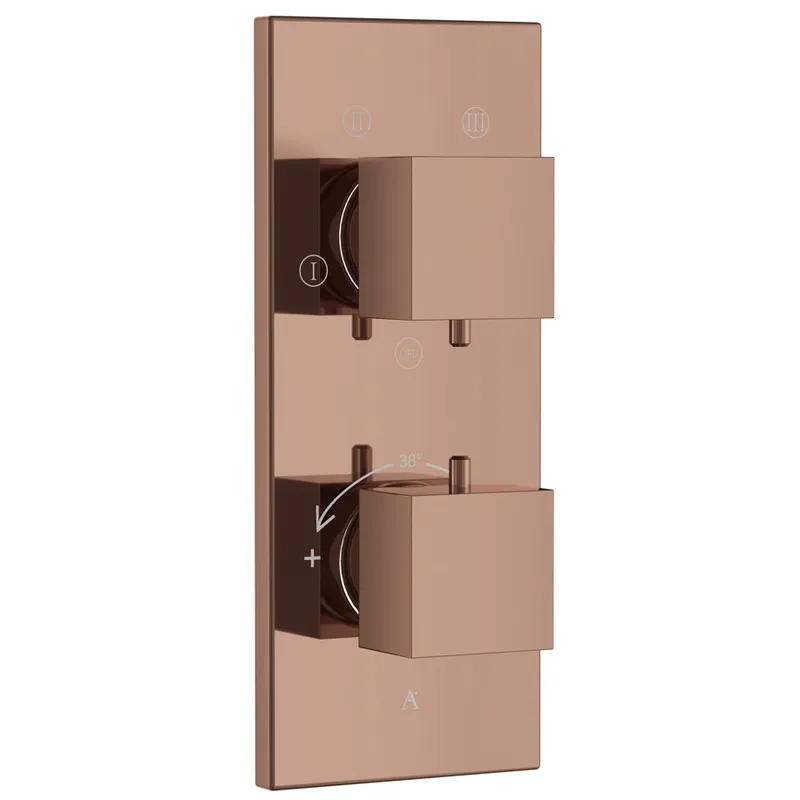 Artize Blush Gold PVD Thermatik-S in-wall thermostatic shower valve with 4-way outlets in Blush Gold