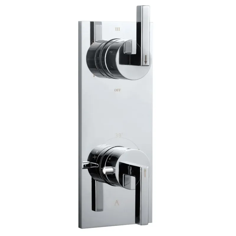 Artize Chrome Linea Thermostatic shower valve with 4-way outlets in Chrome