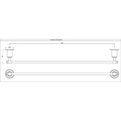 Technical drawing for Artize Chrome Single Towel Rail 600mm Long