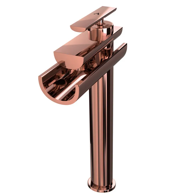 Artize Confluence Blush Gold PVD Single Lever Tall Boy Basin Mixer in Blush Gold