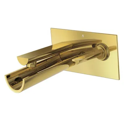 Artize Confluence Gold Bright PVD Joystick in-wall Basin Mixer in Gold Bright