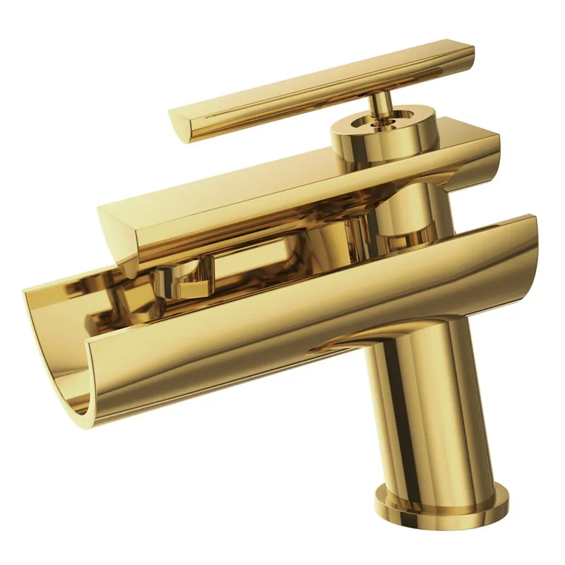 Artize Confluence Gold Bright PVD Single Lever Basin Mixer in Gold Bright