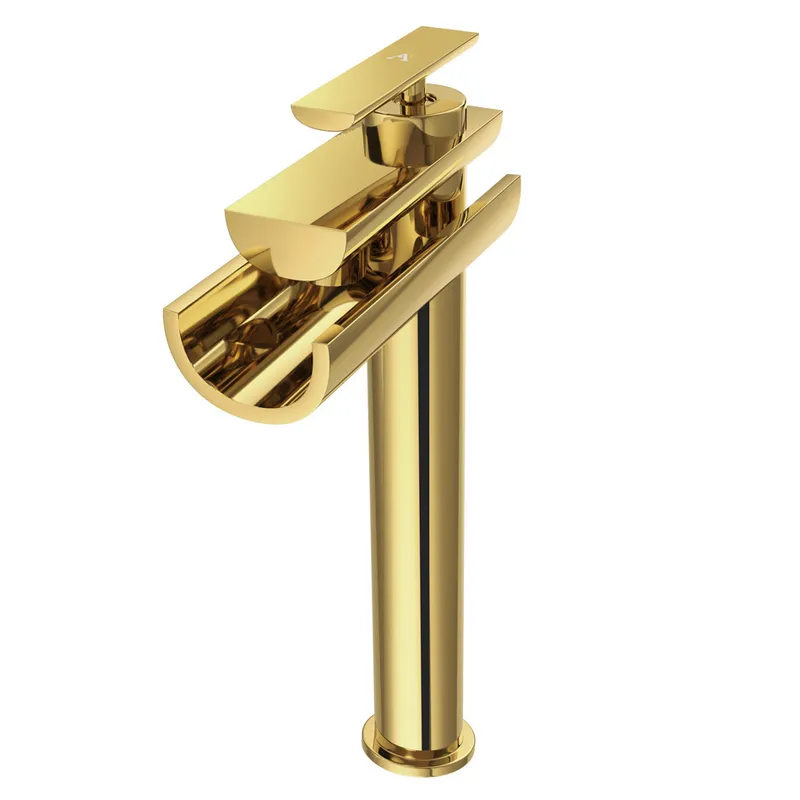 Artize Confluence Gold Bright PVDSingle Lever Tall Boy Basin Mixer in Gold Bright