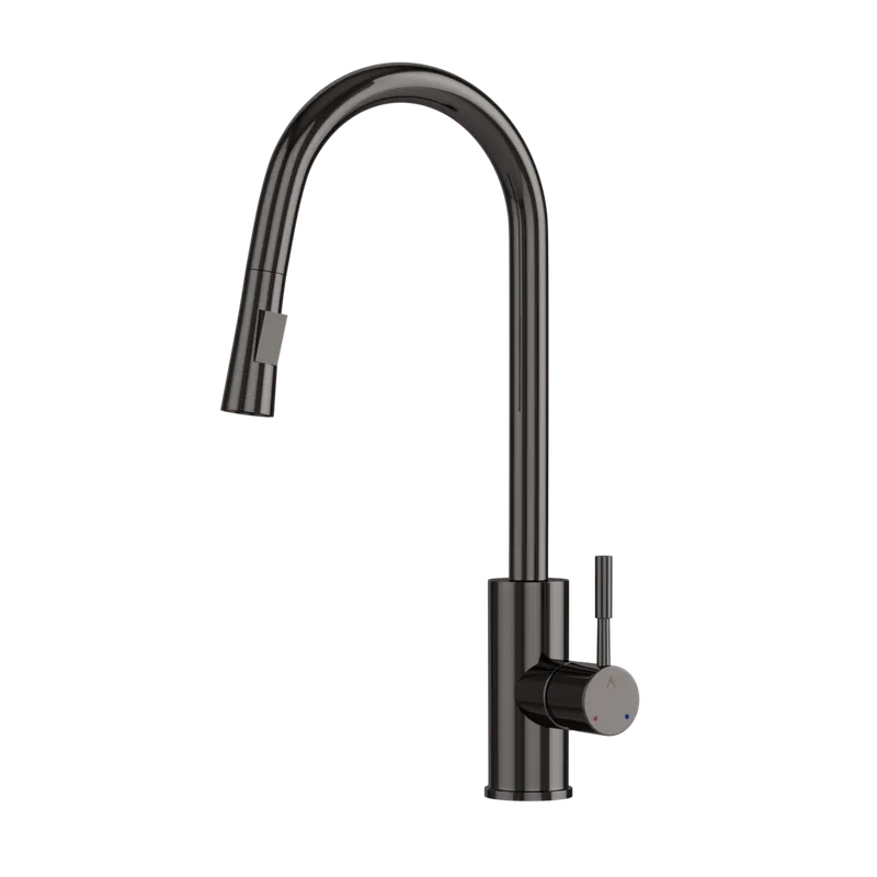 Artize FLO2 Black Chrome Single Lever Pulldown Sink Mixer with spray in Black Chrome