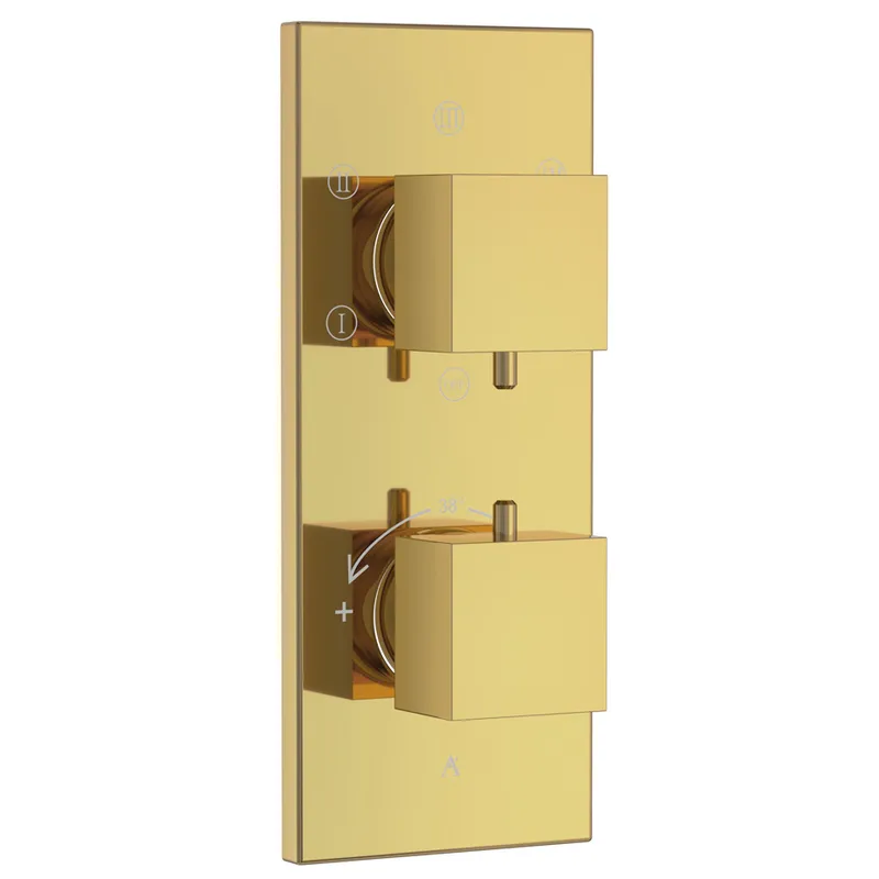 Artize Gold Bright PVD Thermatik-S in-wall thermostatic shower valve with 5-way outlets in Gold Bright