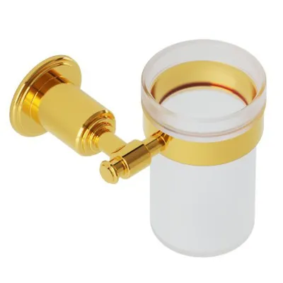 Artize Gold Bright PVD VIC Tumbler Holder (frosted glass) in Gold Bright