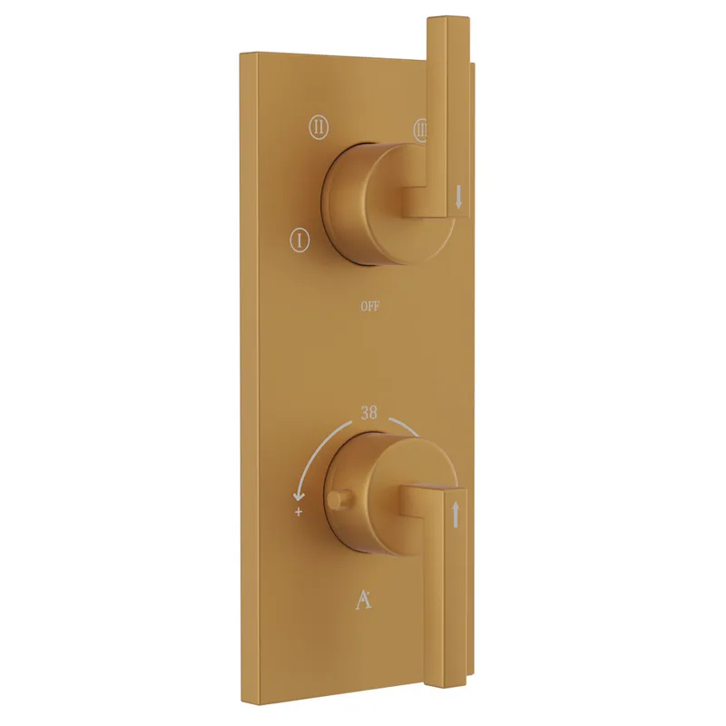 Artize Gold Matt PVD Linea Thermostatic shower valve with 4-way outlets in Gold Matt