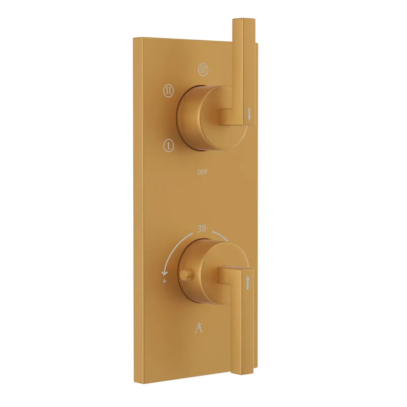Artize Gold Matt PVD Linea Thermostatic shower valve with 5-way outlets in Gold Matt