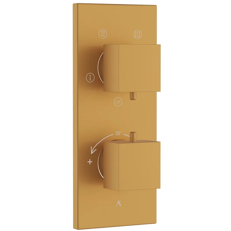 Artize Gold Matt PVD Thermatik-S in-wall thermostatic shower valve with 4-way outlets in Gold Matt