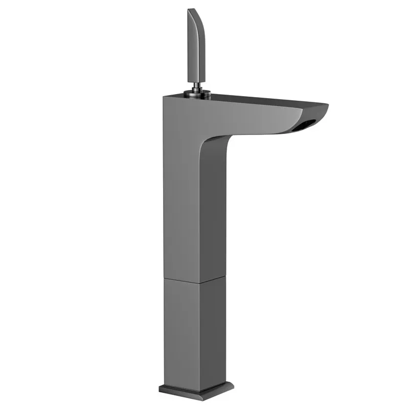 Artize Lexa Black Chrome Joystick High Neck Basin Mixer in Black Chrome