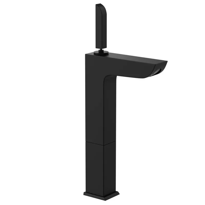 Artize Lexa Black Matt Joystick High Neck Basin Mixer in Black Matt