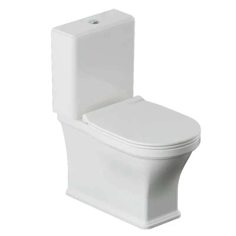 Artize White VIC Rimless Bowl With Cistern For Coupled WC, UF Soft Close Slim Seat Cover in White Gloss