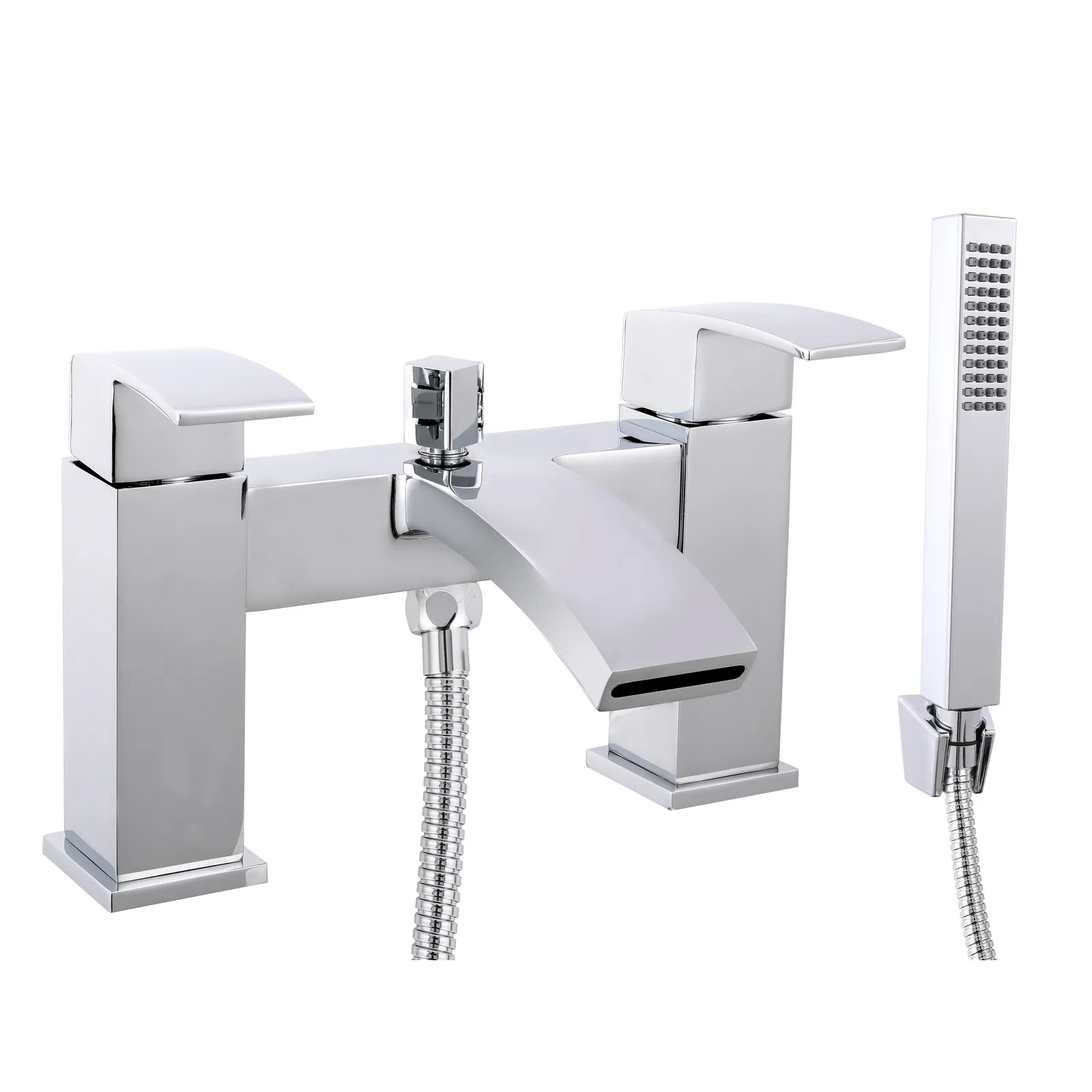 Avon Dual Lever H Type Deck Mounted Bath Shower Mixer With Kit Chrome Plated in Chrome