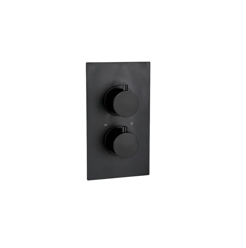 Black Matt Thermostatic Concealed Shower Set – 2-Outlet Valve with Overhead & Hand Shower in Black Matt - photograph 2
