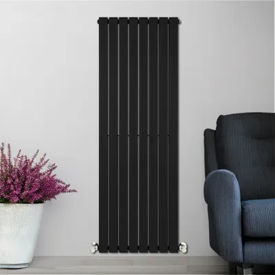 Black Venice Double Designer Vertical Column Radiator 1600mm x 600mm in Black