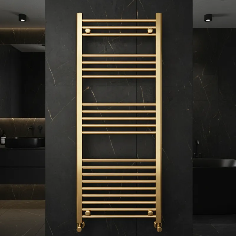 Brushed Brass Tokyo Single Modern Vertical Towel Radiator 1000mm x 400mm in Brushed Brass