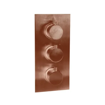 Brushed Rose Gold Thermostatic Concealed Shower & Bath Set – 3-Outlet Valve with Head, water outlet, wall arm, Hand Shower & Spout in Brushed Rose Gold - photograph 2