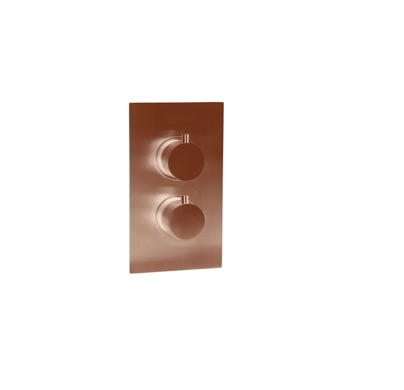 Brushed Rose Thermostatic Concealed Shower Set – 2-Outlet Valve with Overhead & Hand Shower in Brushed Rose Gold - photograph 2