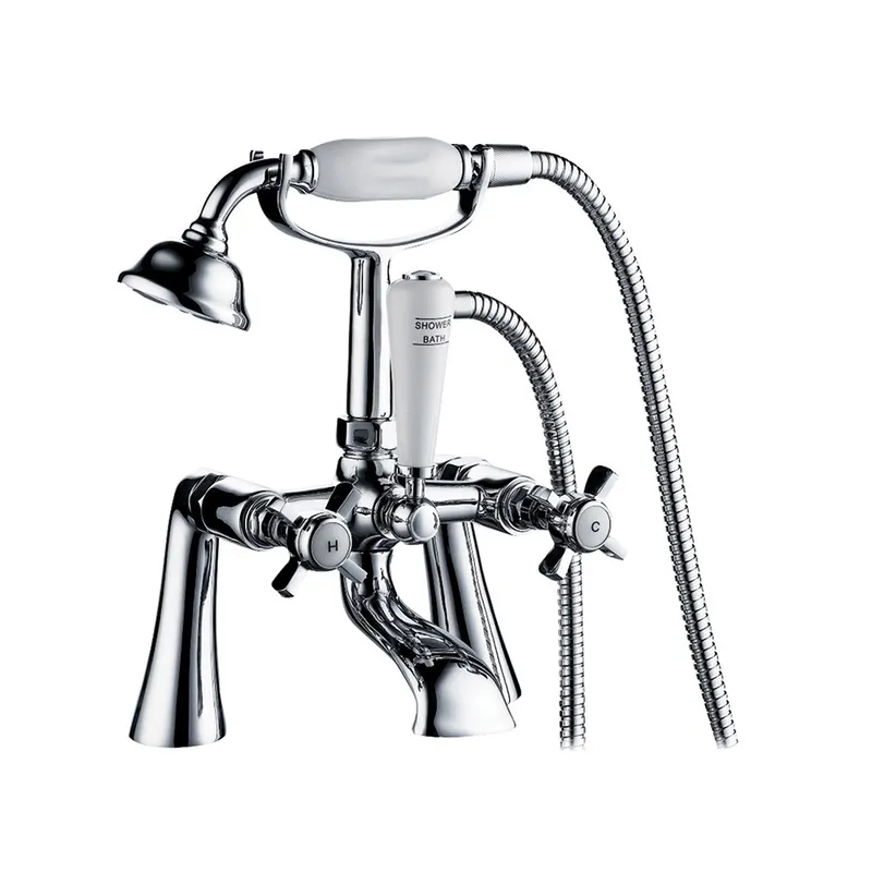 Chelsea Dual Lever Bath Shower Mixer With Kit Chrome Plated in Chrome