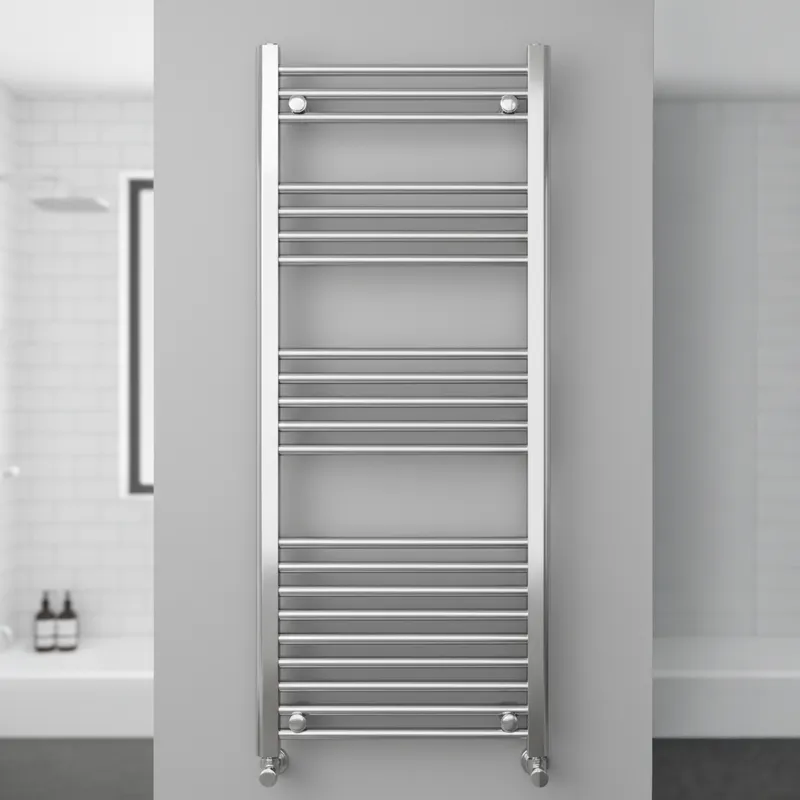 Chrome Tokyo Single Modern Vertical Towel Radiator 1200mm x 400mm in Chrome