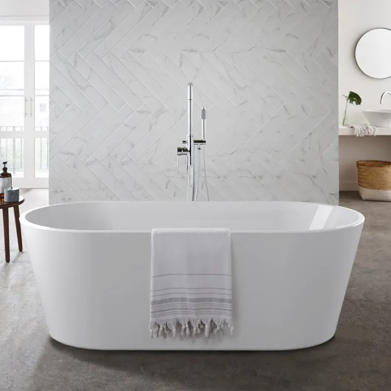 Coast White Glossy Morden Freestanding Bath 1600x750mm in White Gloss