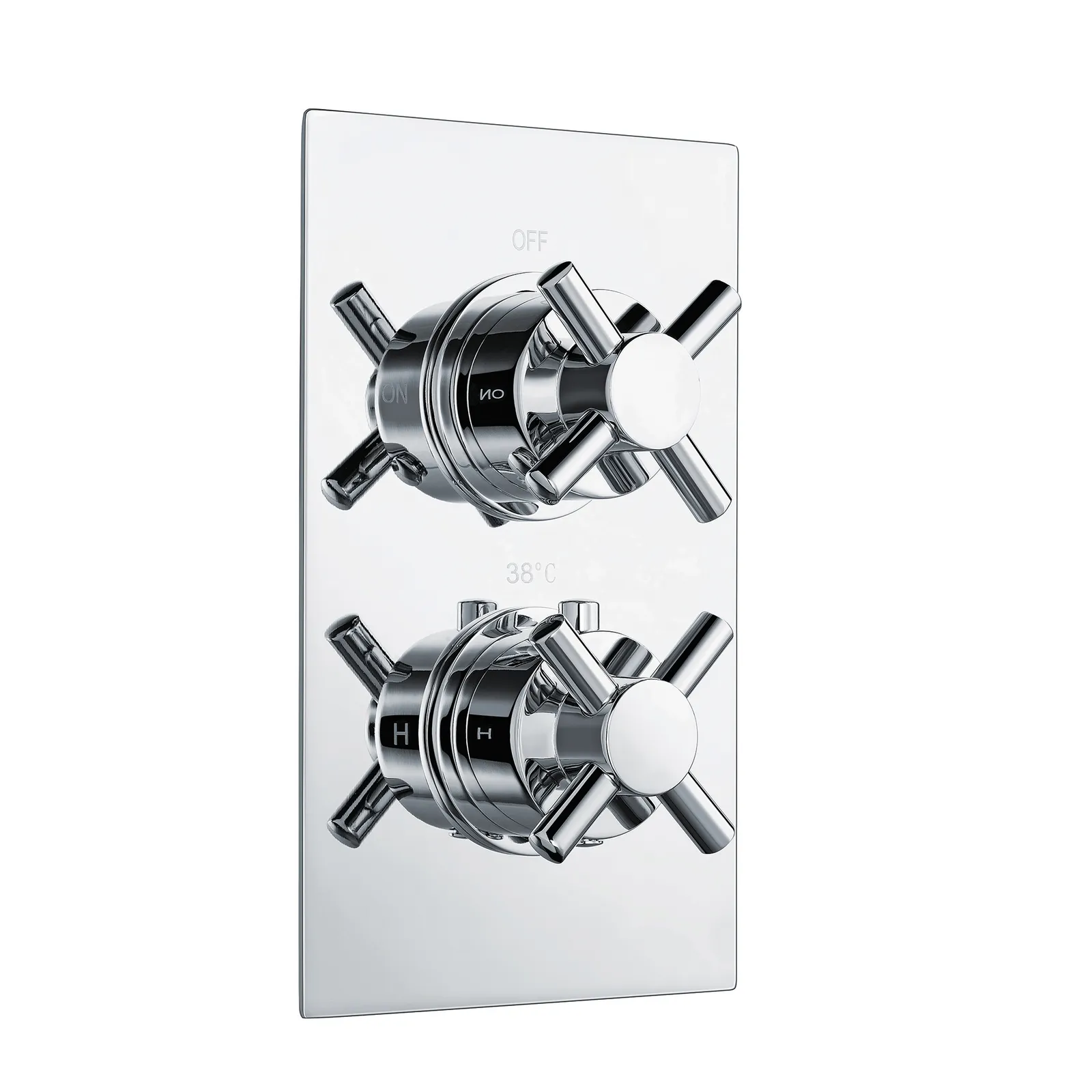 Cross Thermostatic Concealed Shower Mixer One Outlet 2 Knobs Chrome Plated in Chrome