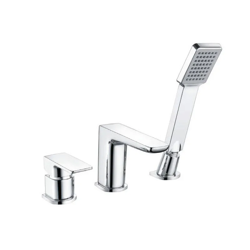 Dash 3 Hole Deck Mounted Bath Shower Mixer With Kit Chrome Plated in Chrome